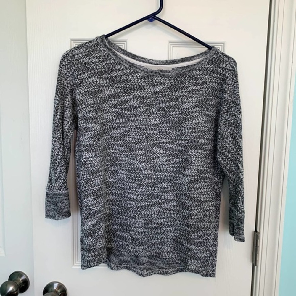 Loft Size Small Heather Gray Pullover‎ 3/4 Sleeve Knit Sweater